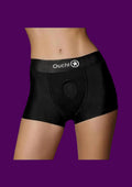 Vibrating Strap-On Boxer with Rechargeable Bullet Purple