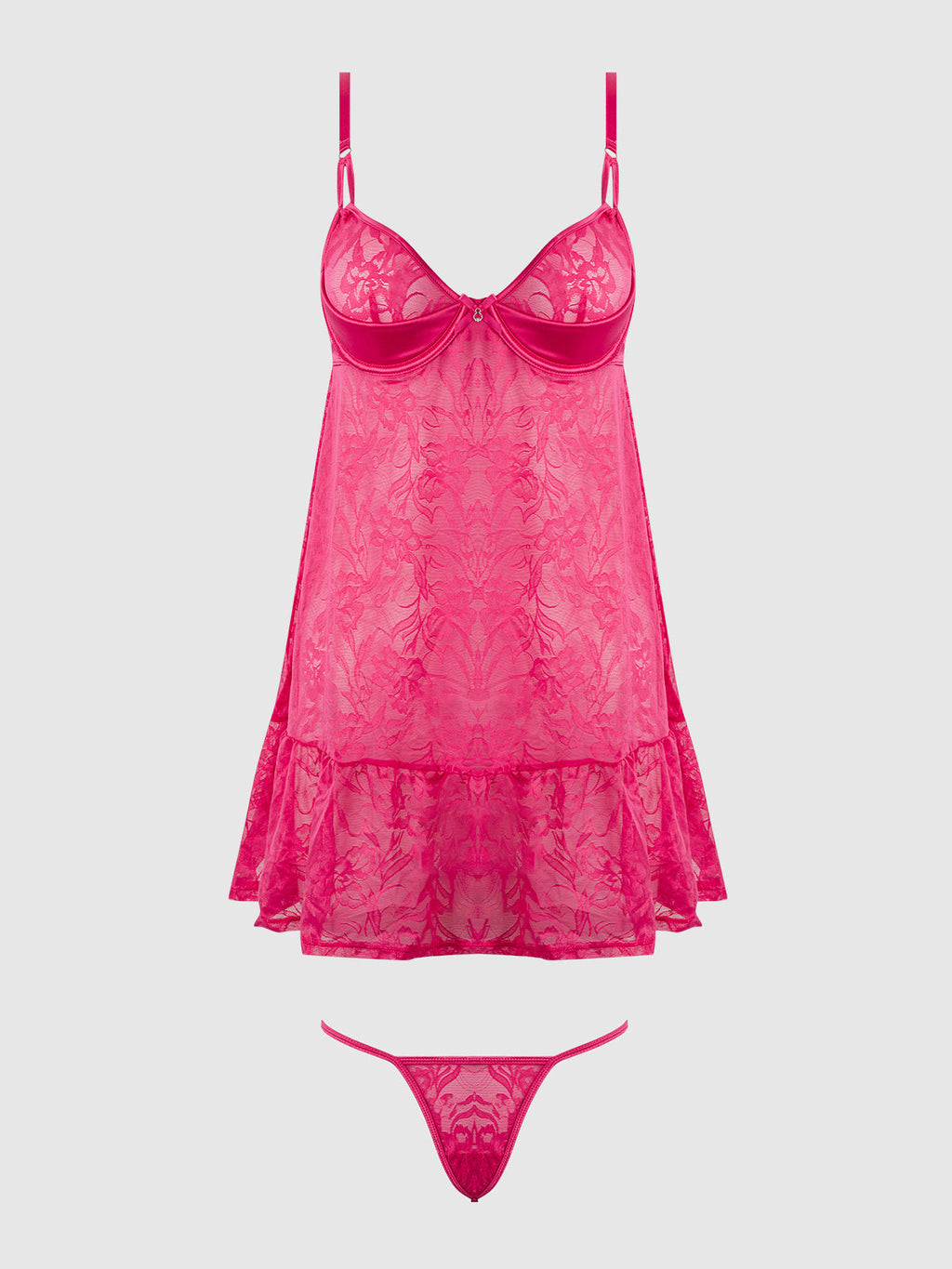 FLORA  LACE BABYDOLL & G-STRING SET