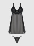 BELLA LACE & MESH BABYDOLL & G-STRING SET