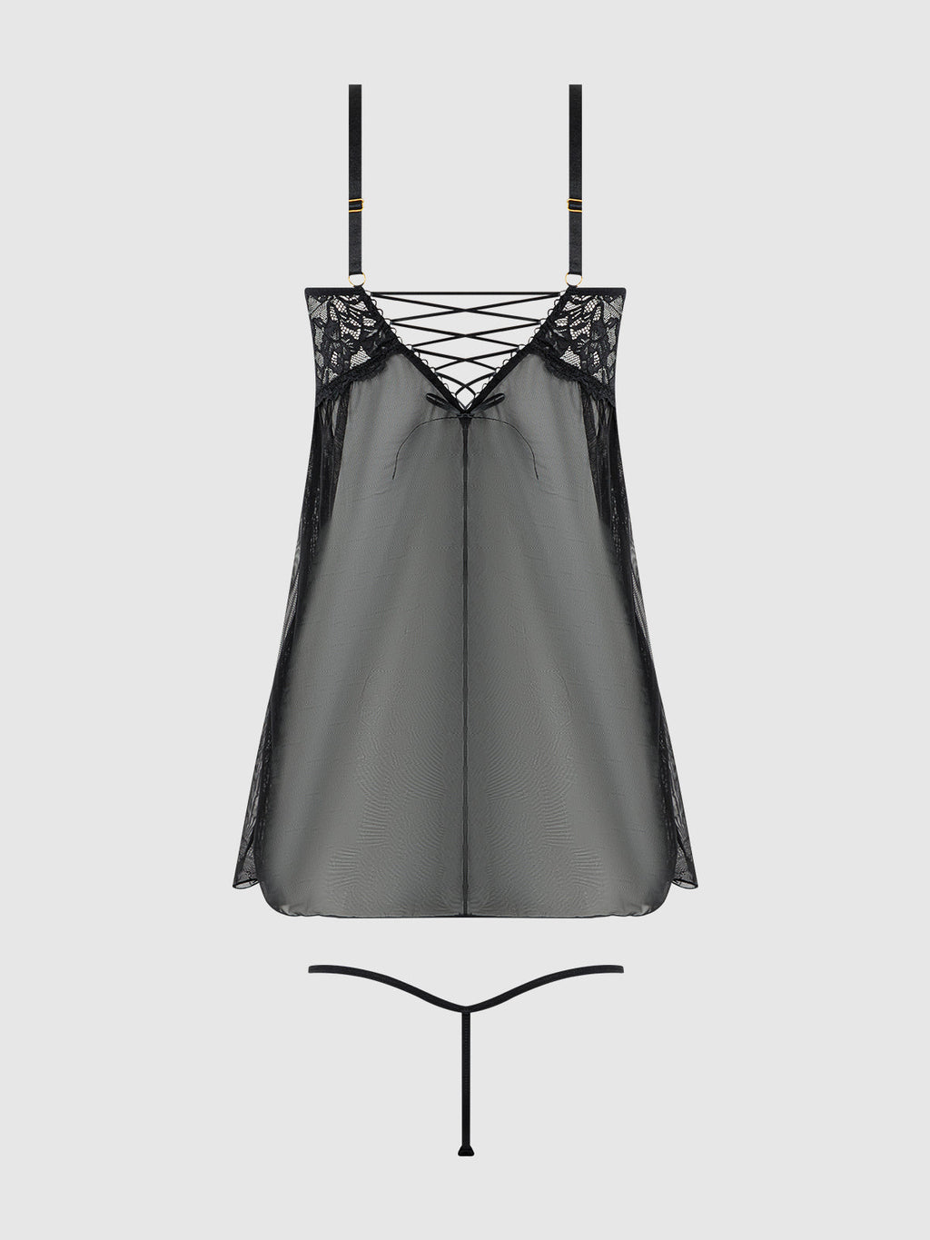 BELLA LACE & MESH BABYDOLL & G-STRING SET