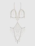 RHINESTONE DANGLE FRINGE TEDDY