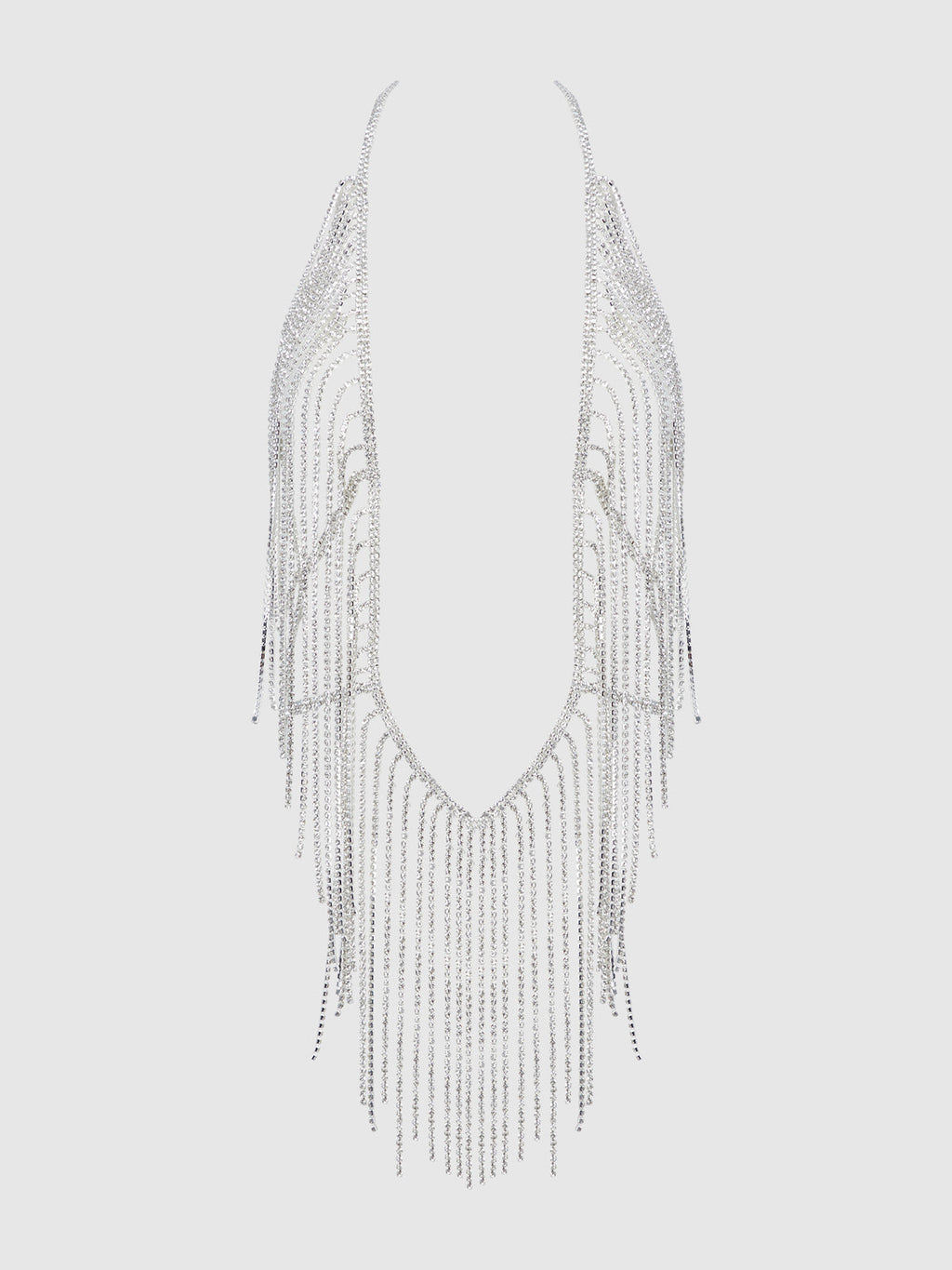 RHINESTONE PLUNGE & FRINGE TEDDY
