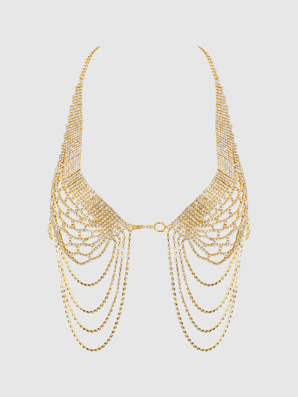 RHINESTONE NET HALTER WITH OPENABLE FRONT