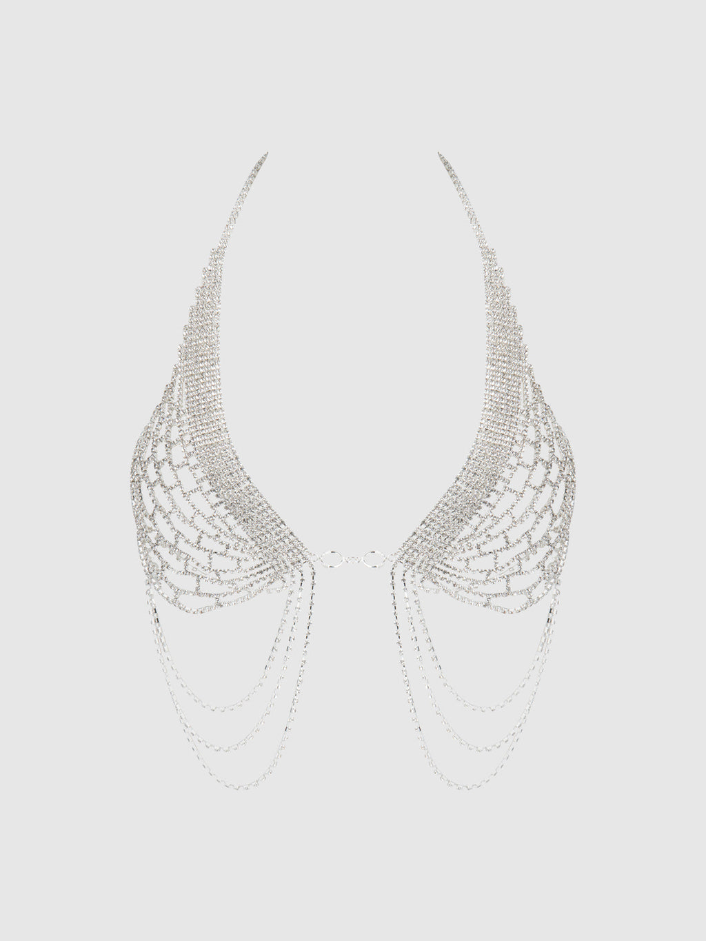 RHINESTONE NET HALTER WITH OPENABLE FRONT