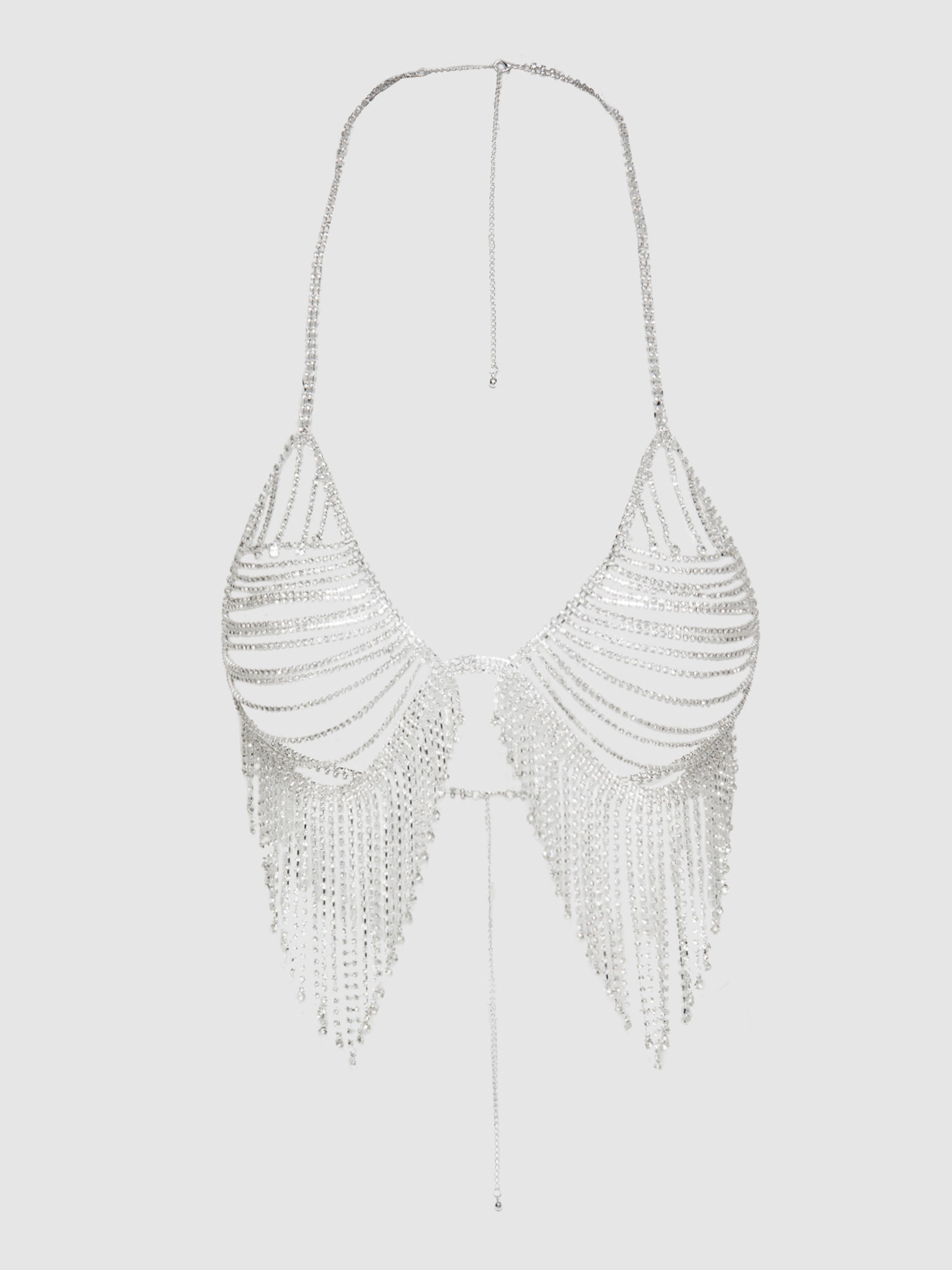RHINESTONE FRINGE TRIANGLE BRA