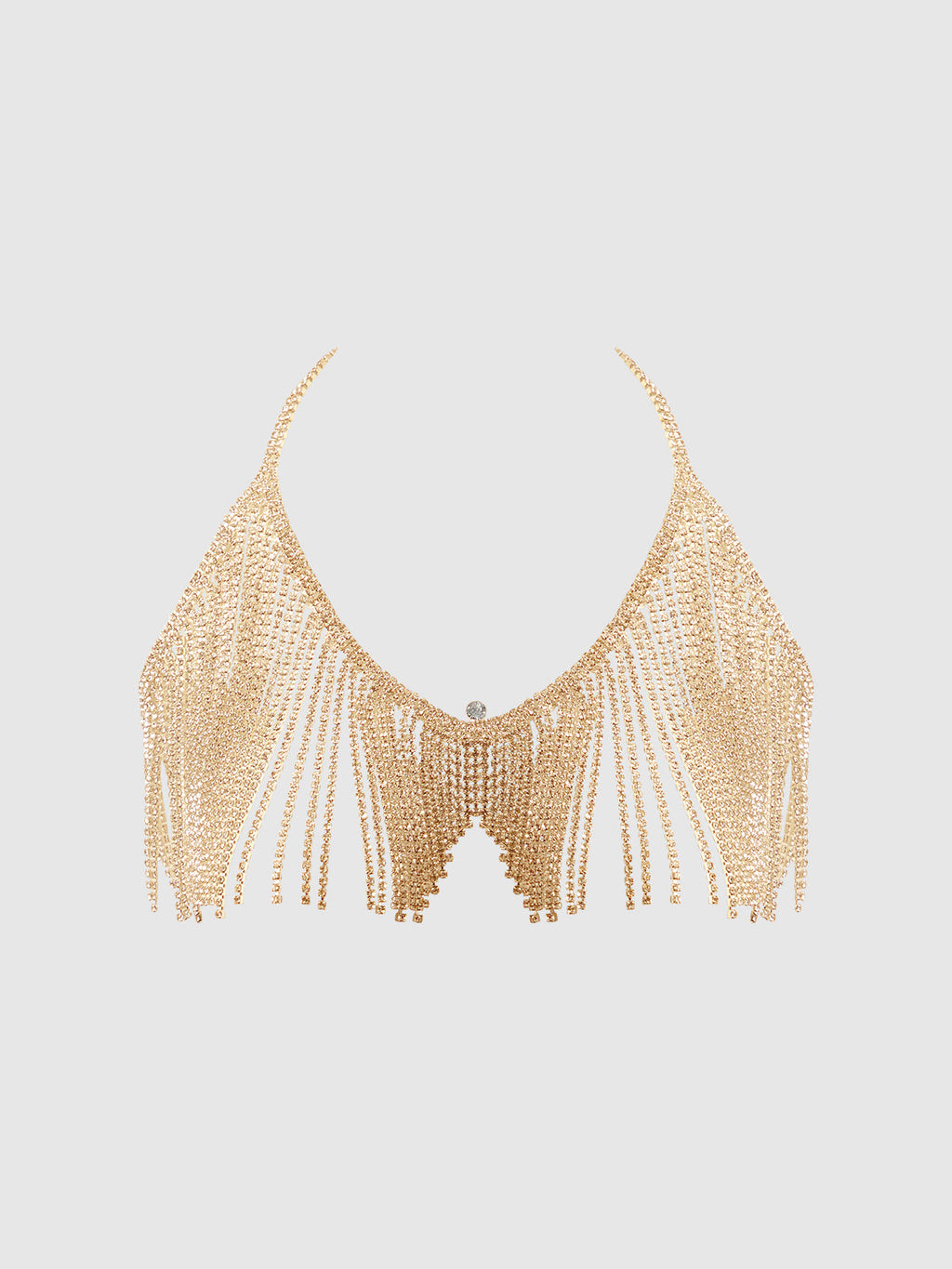 RHINESTONE DANGLE V-NECK BRA