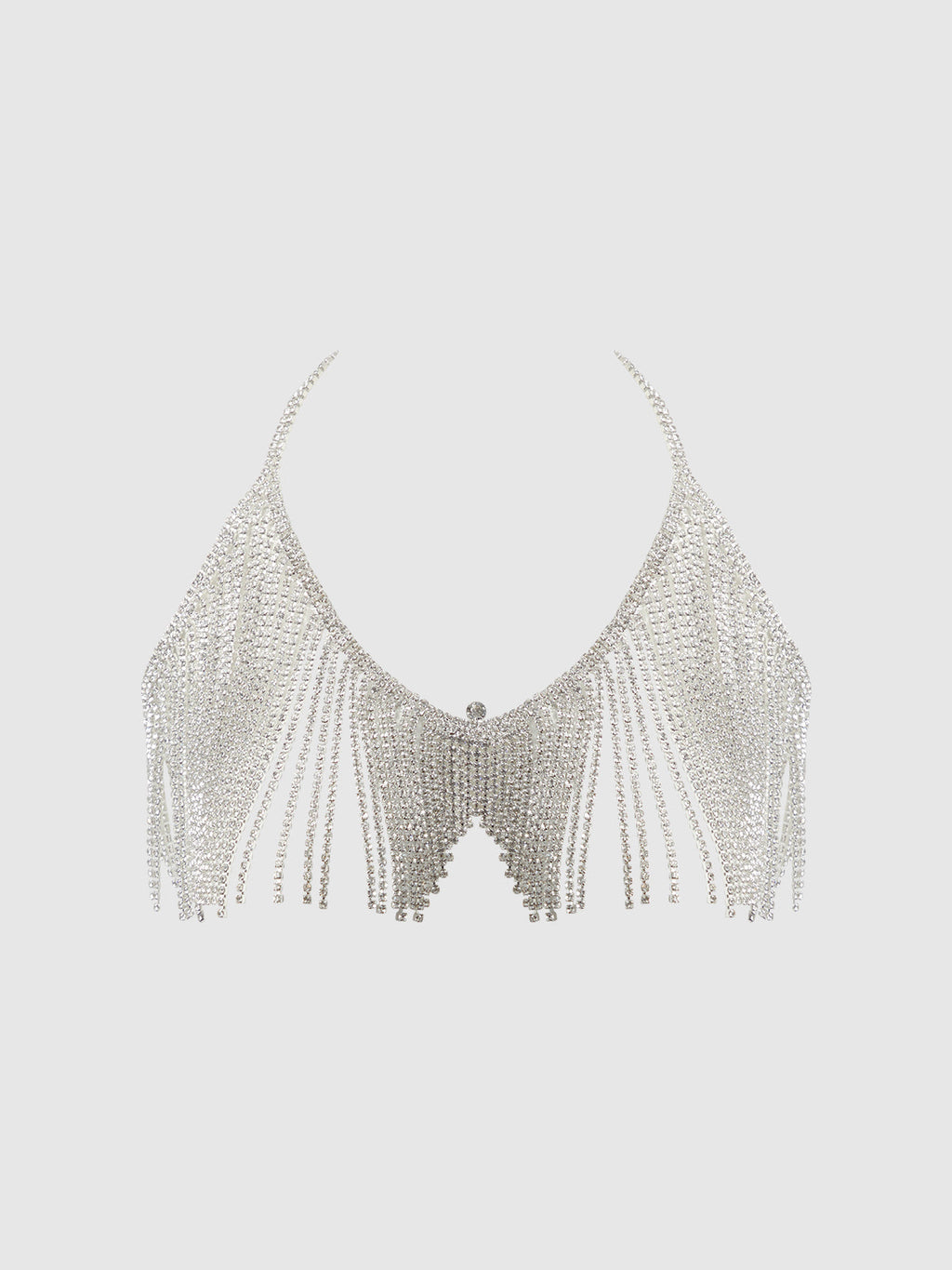 RHINESTONE DANGLE V-NECK BRA