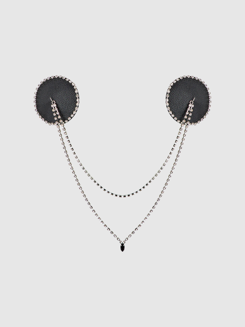 RHINESTONE & LEATHER-LIKE DRAPED PASTIES
