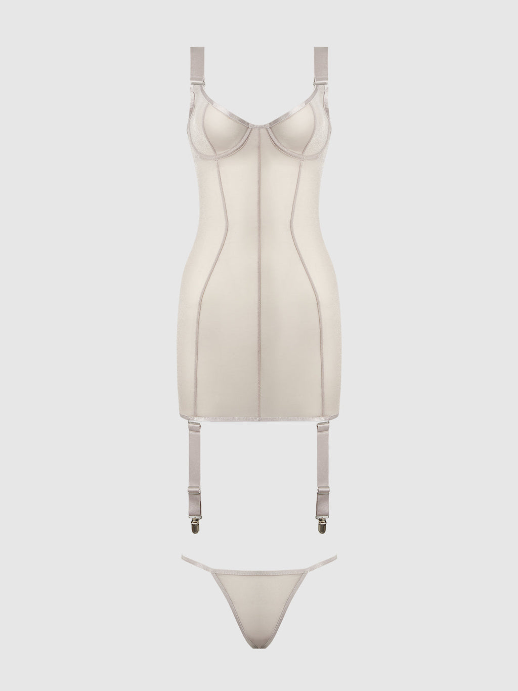 YVONE SHIMMER MESH UNDERWIRE CHEMISE & G-STRING SET