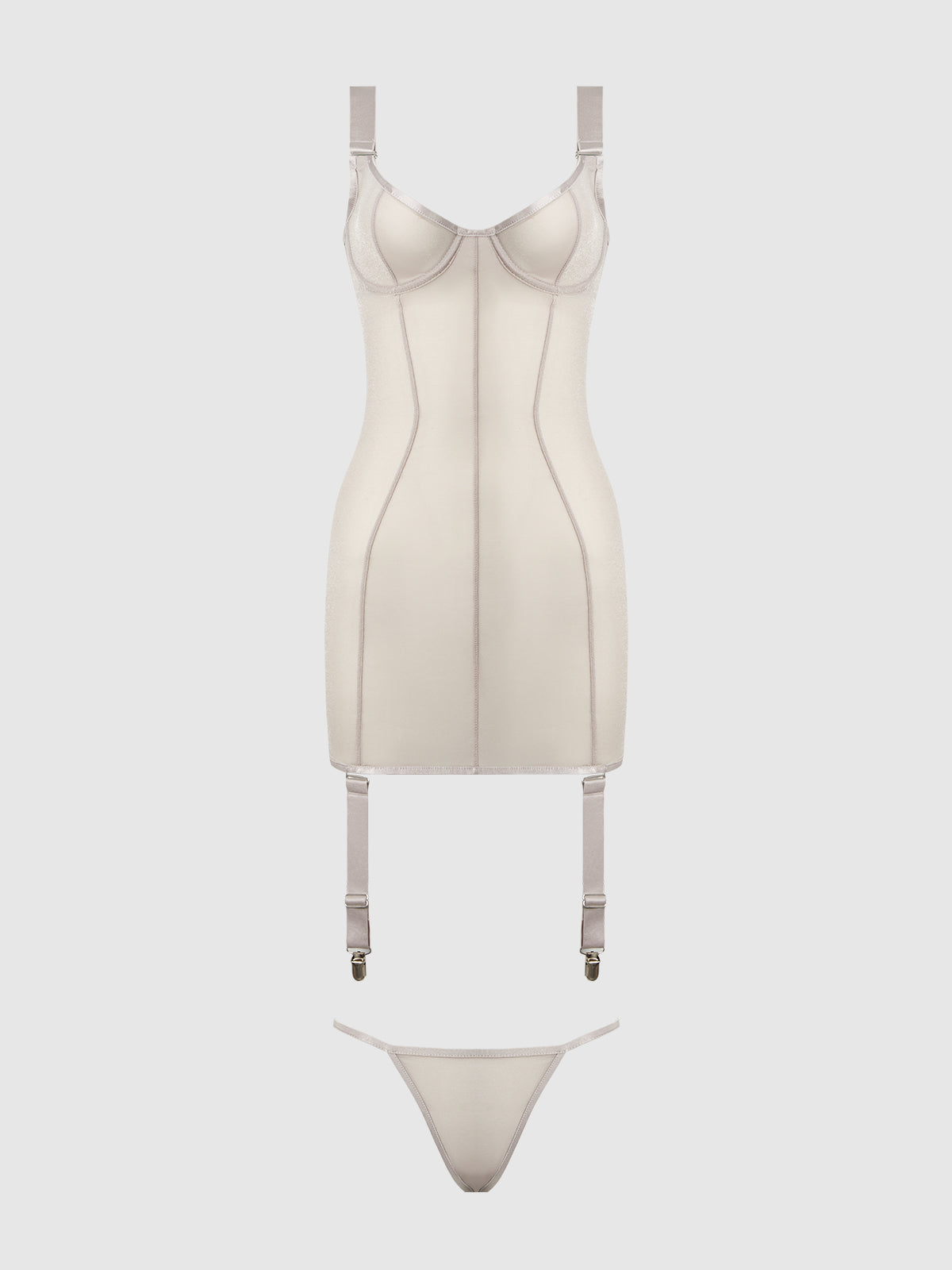 YVONE SHIMMER MESH UNDERWIRE CHEMISE & G-STRING SET