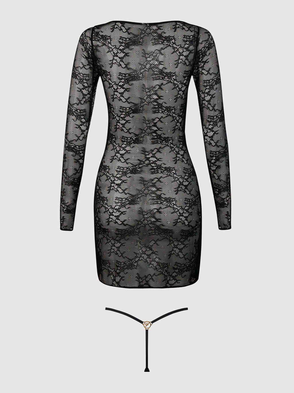 YVONE LACE LONG SLEEVE CHEMISE DRESS & G-STRING