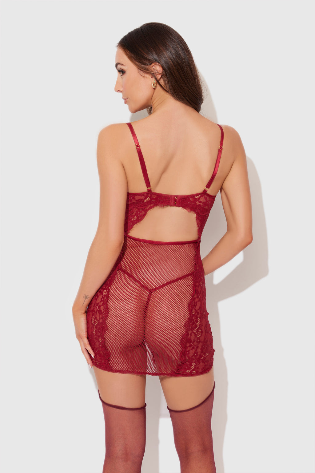 DEZI LACE & CHAIN CHEMISE SET