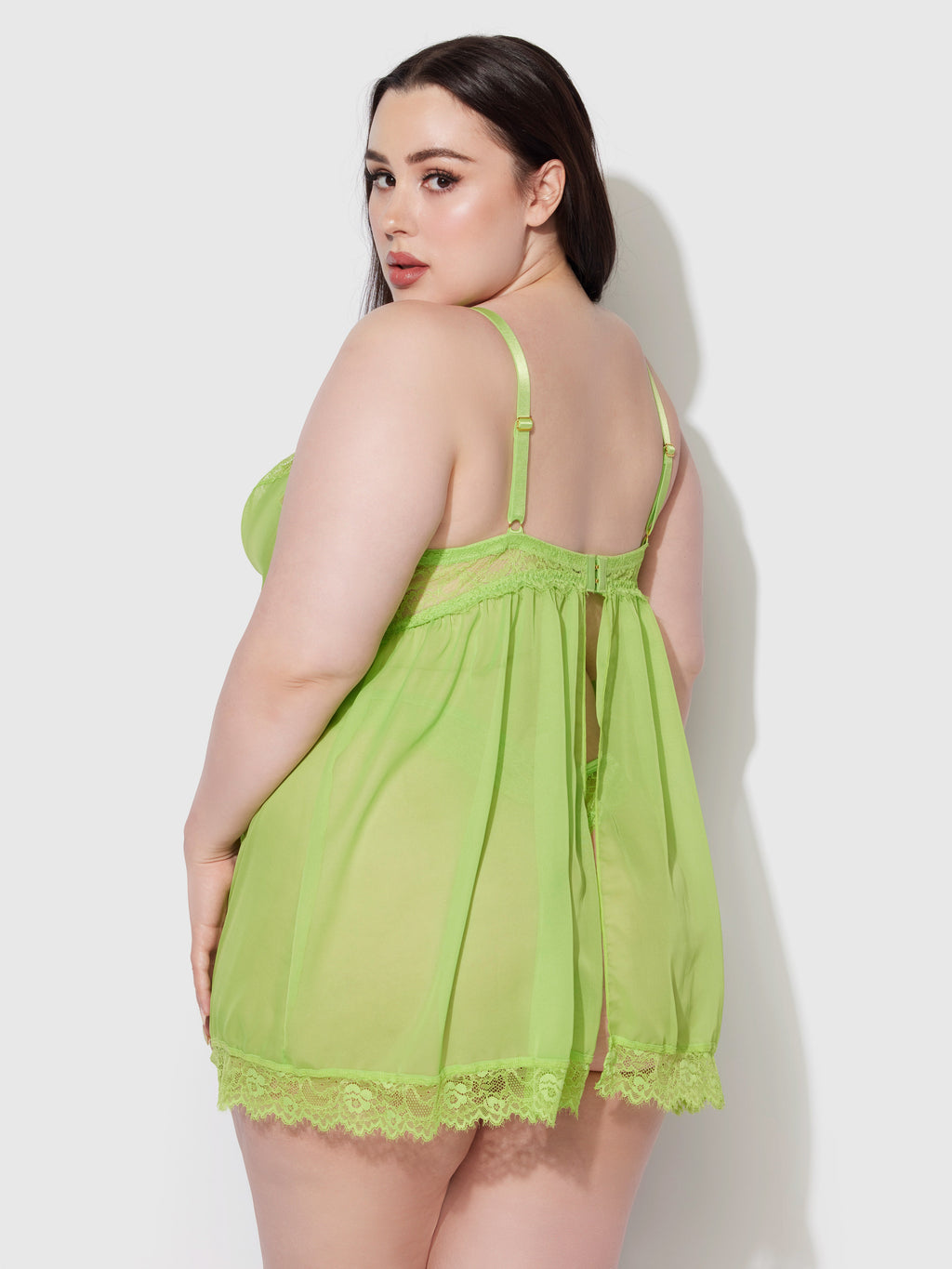 SHAVON LACE & CHIFFON BABYDOLL & G-STRING SET