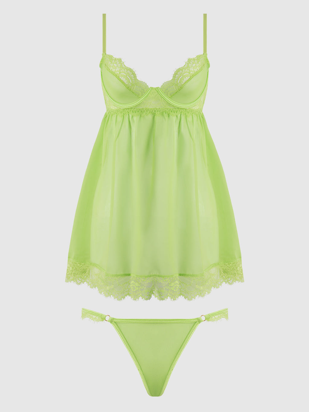 SHAVON LACE & CHIFFON BABYDOLL & G-STRING SET