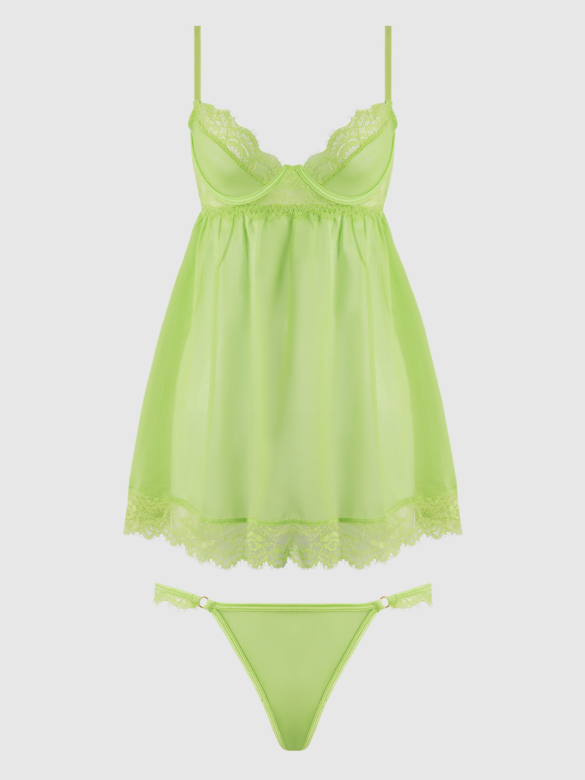 SHAVON LACE & CHIFFON BABYDOLL & G-STRING SET