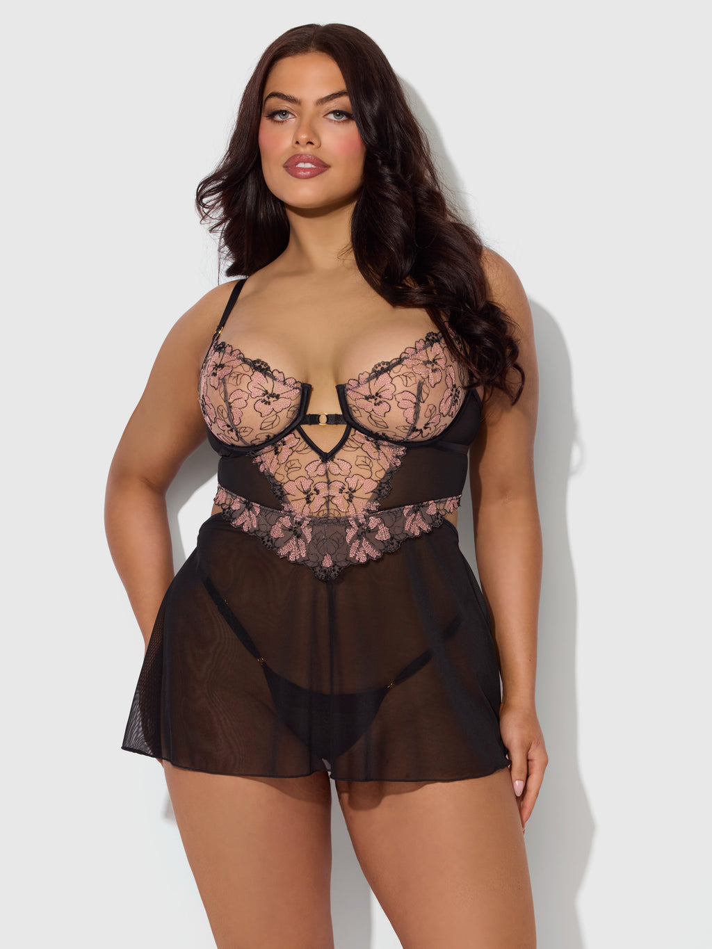 NOVA BLACKLIGHT LACE BABYDOLL & G-STRING SET