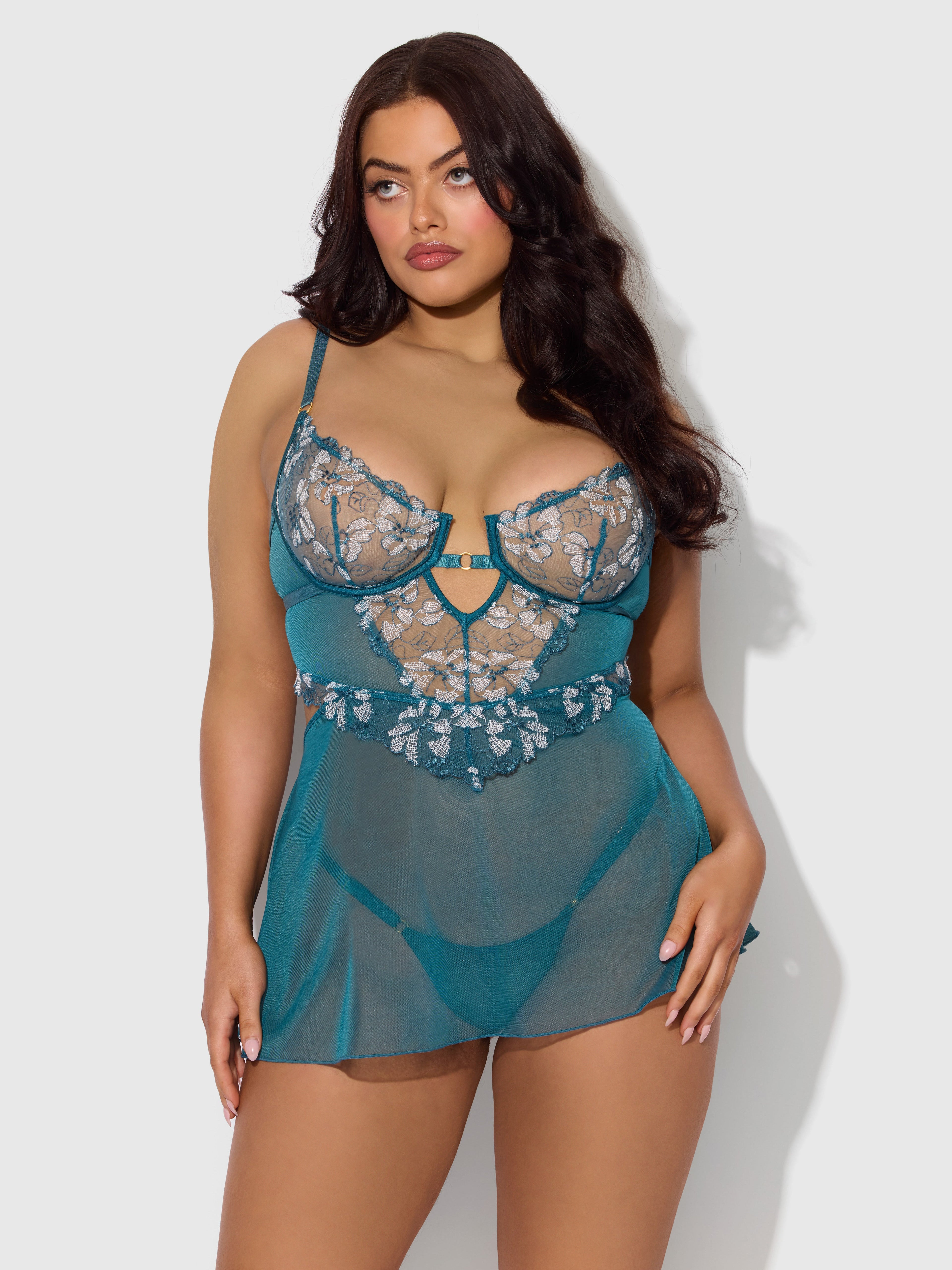 NOVA BLACKLIGHT LACE BABYDOLL & G-STRING SET