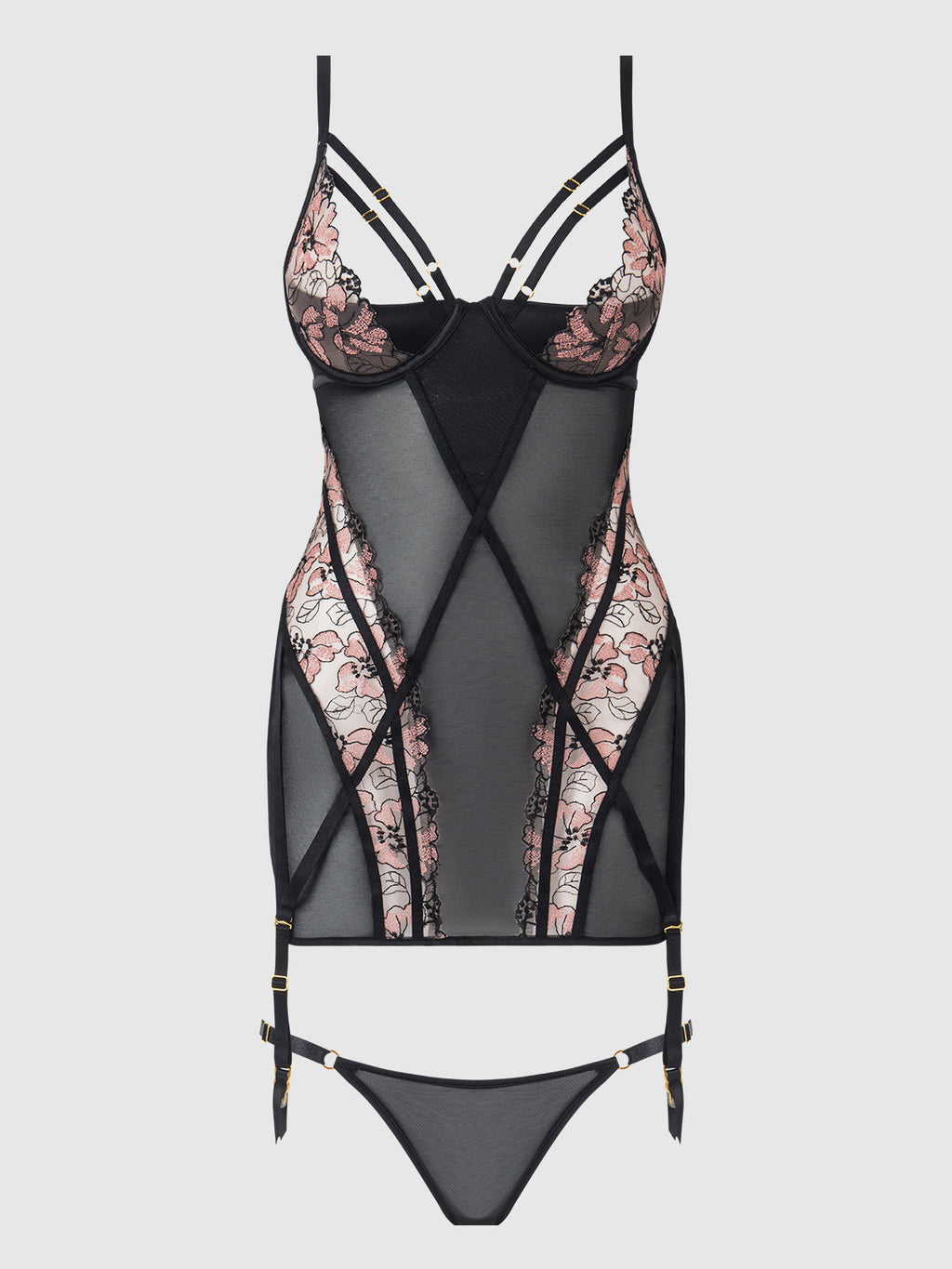 NOVA BLACKLIGHT LACE CHEMISE & THONG SET