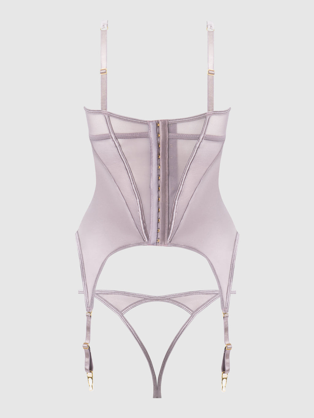 RAQUEL MESH & SILKY MICRO UNDERWIRE BUSTIER & BACKLESS TANGA SET