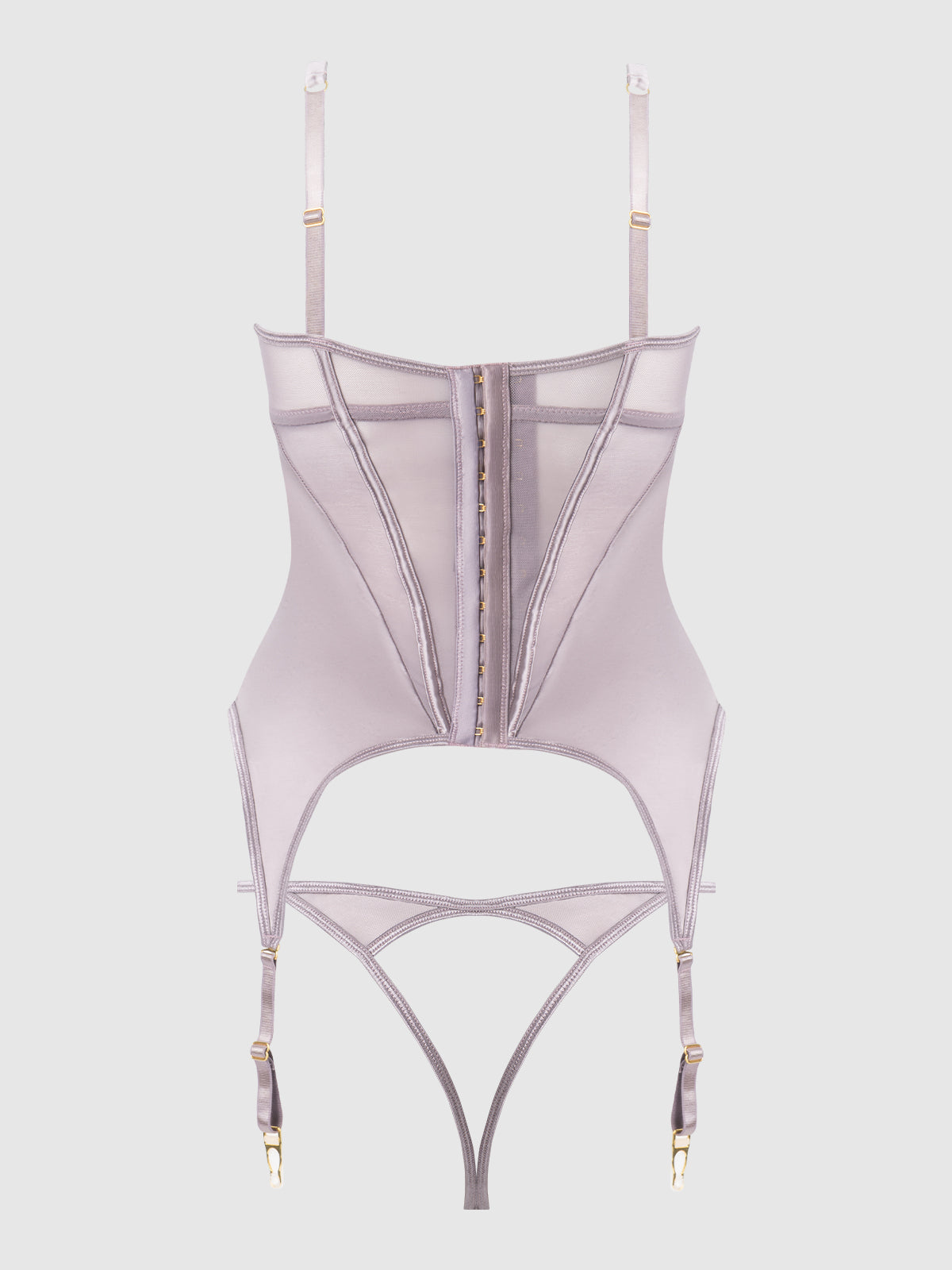 RAQUEL MESH & SILKY MICRO UNDERWIRE BUSTIER & BACKLESS TANGA SET