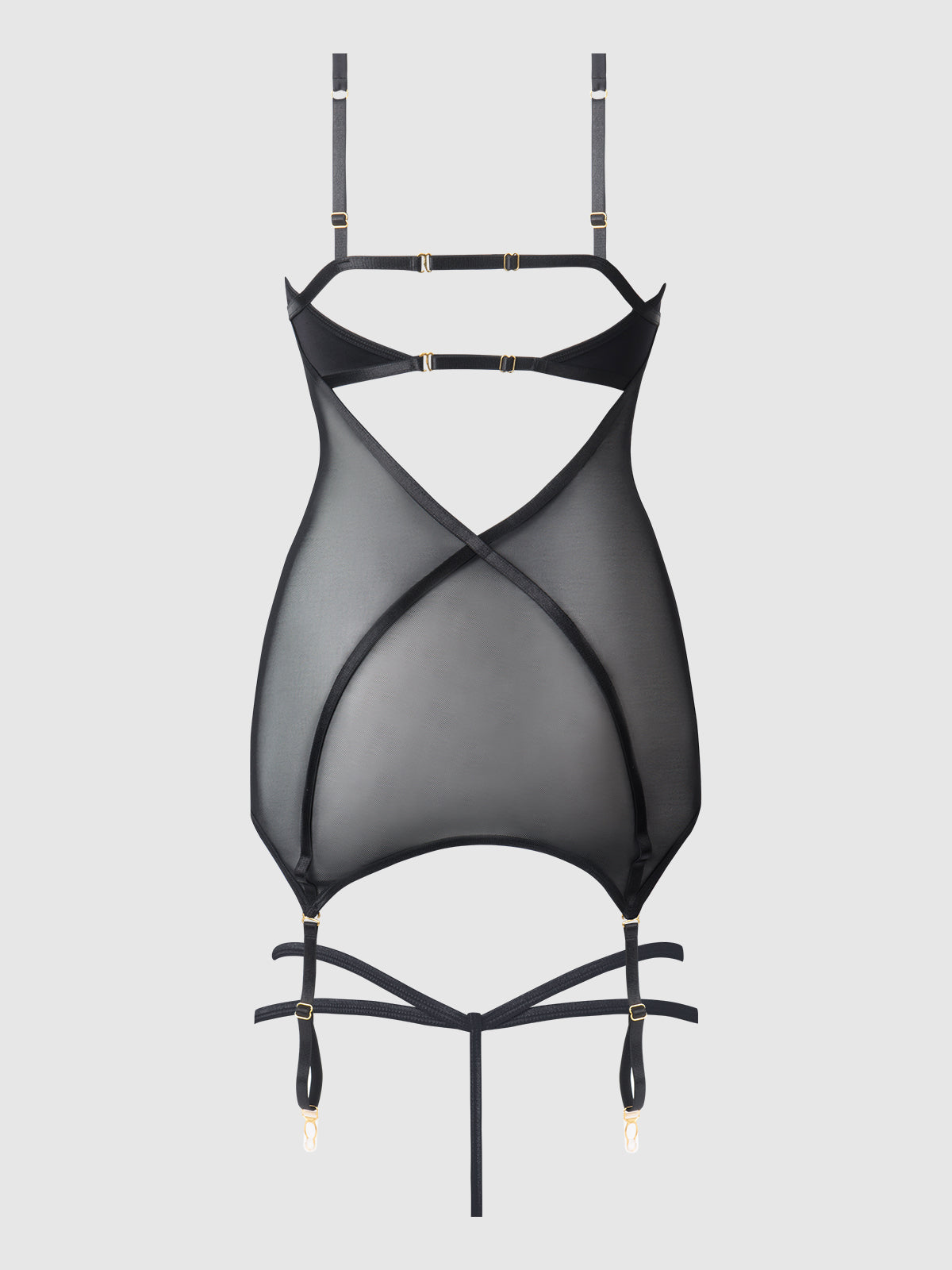 RAQUEL MESH & SILKY MICRO UNDERWIRE CHEMISE & G-STRING SET
