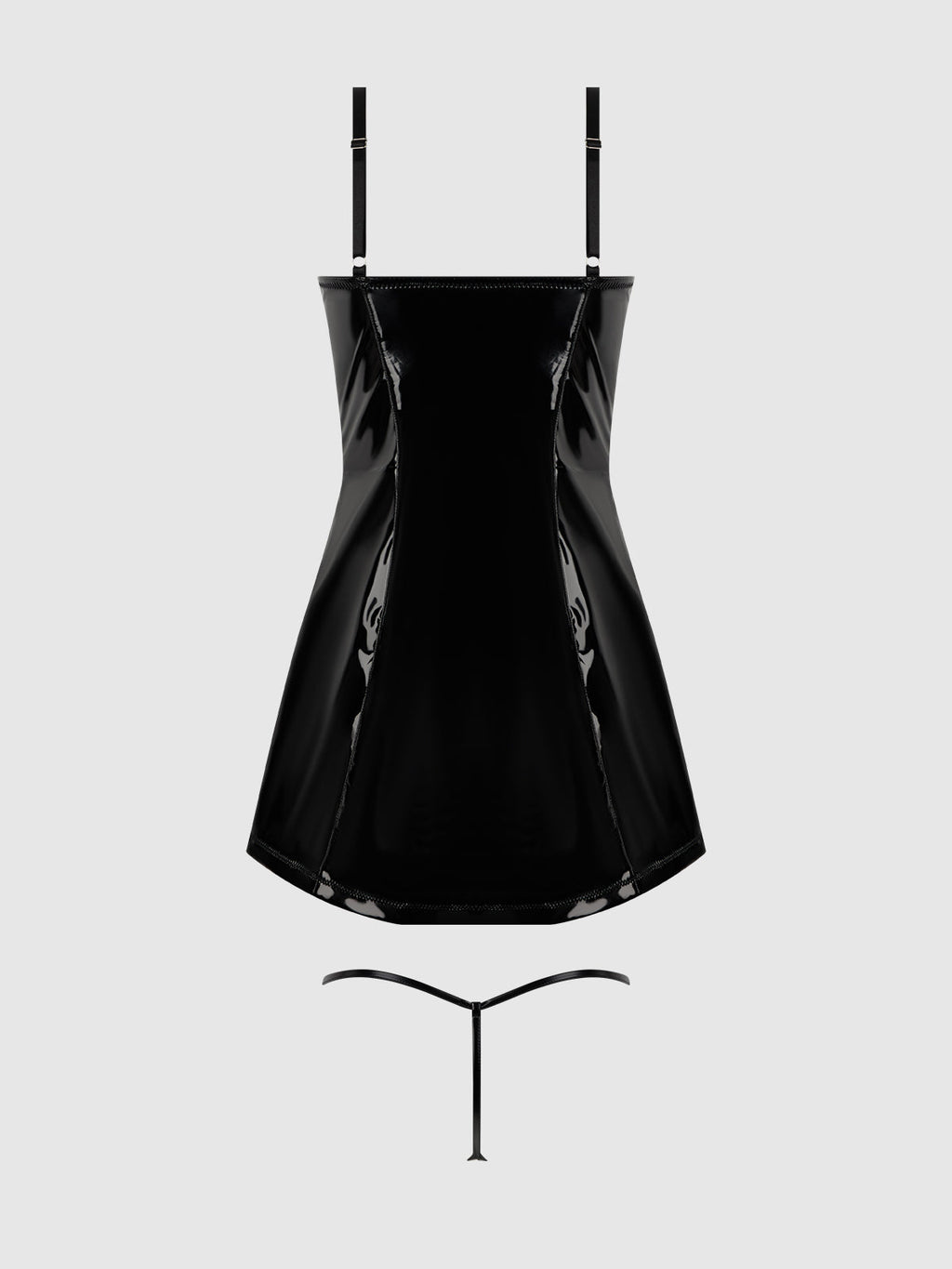TRINITY PATENT CHEMISE & G-STRING SET