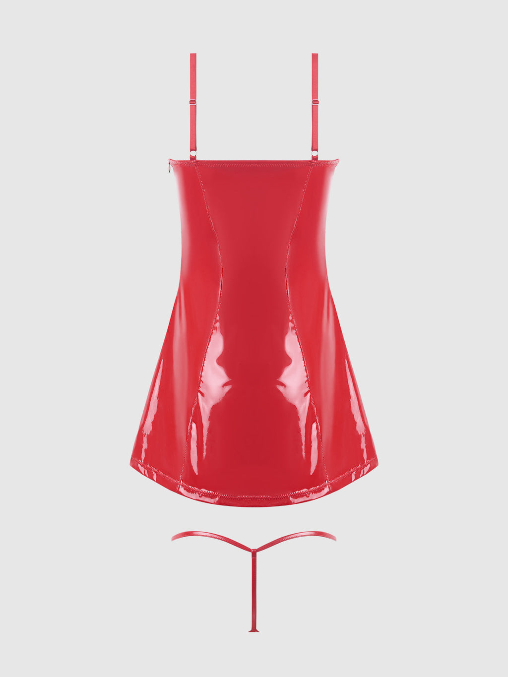 TRINITY PATENT CHEMISE & G-STRING SET
