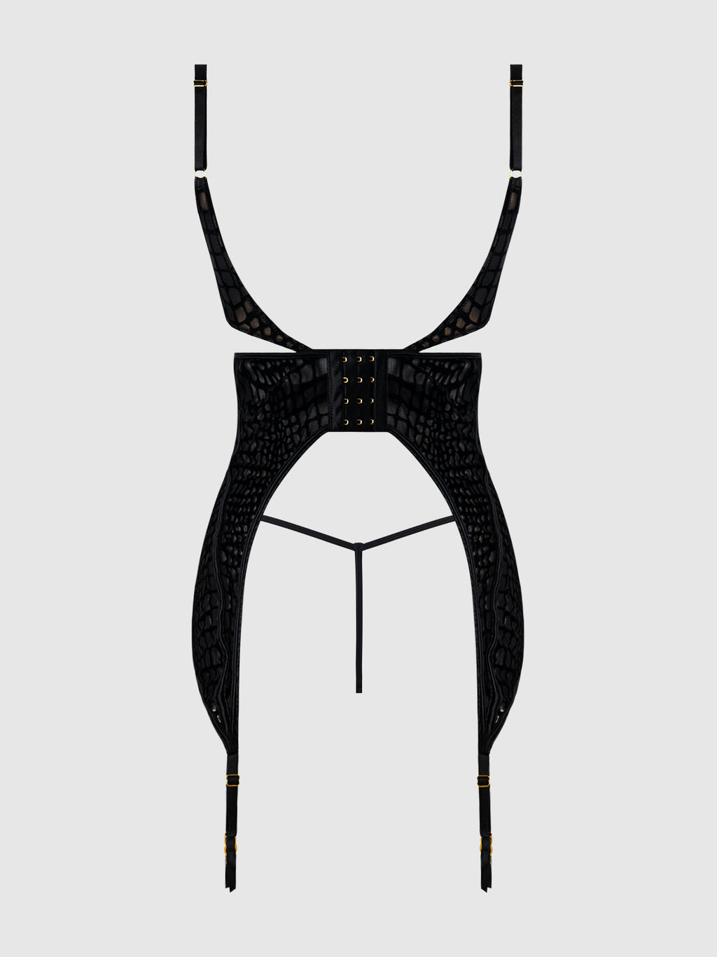 SNAKE VELVET-BURNOUT MESH CHEMISE & G-STRING SET