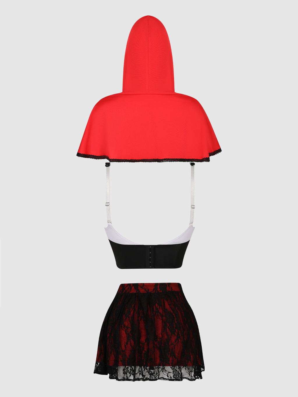 LIL RED BUSTIER, SKIRT & HOOD SET