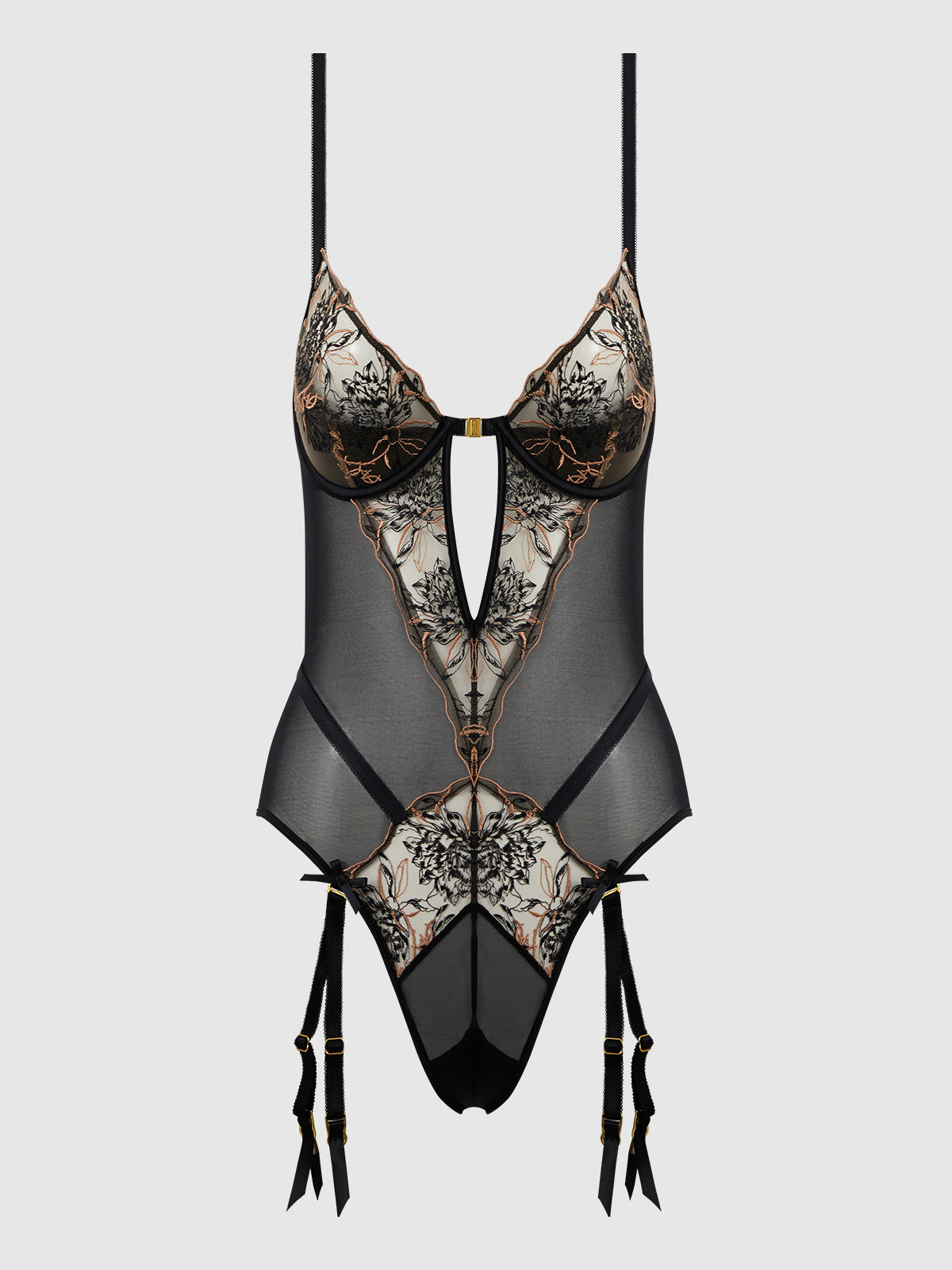 DELILAH EMBROIDERED OPEN BACK TEDDY