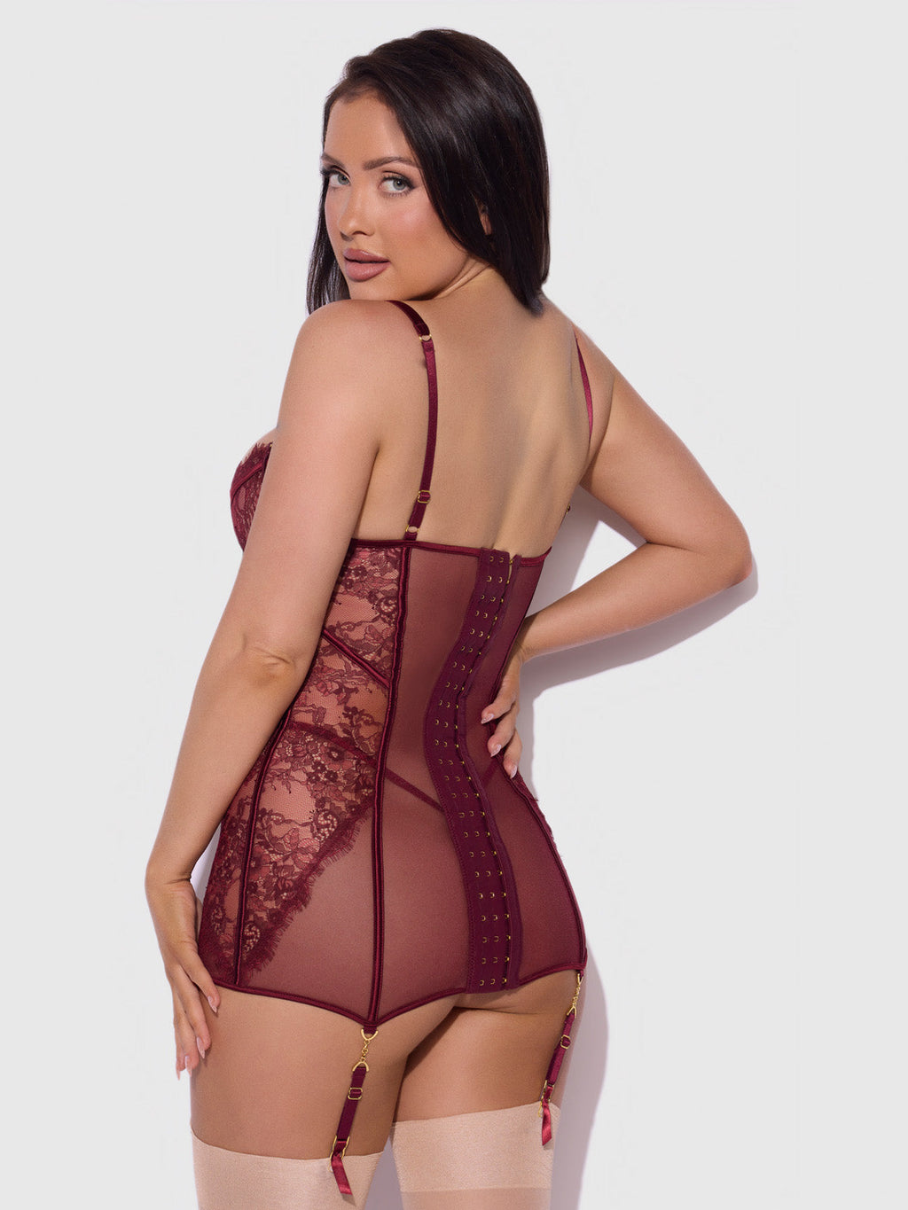 LILIANA LACE & MESH CHEMISE SET
