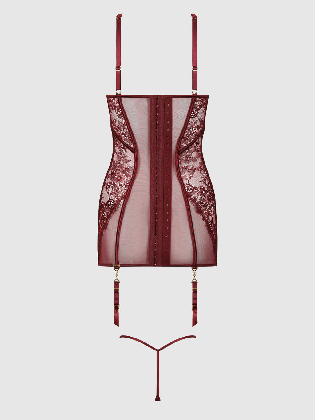 LILIANA LACE & MESH CHEMISE SET