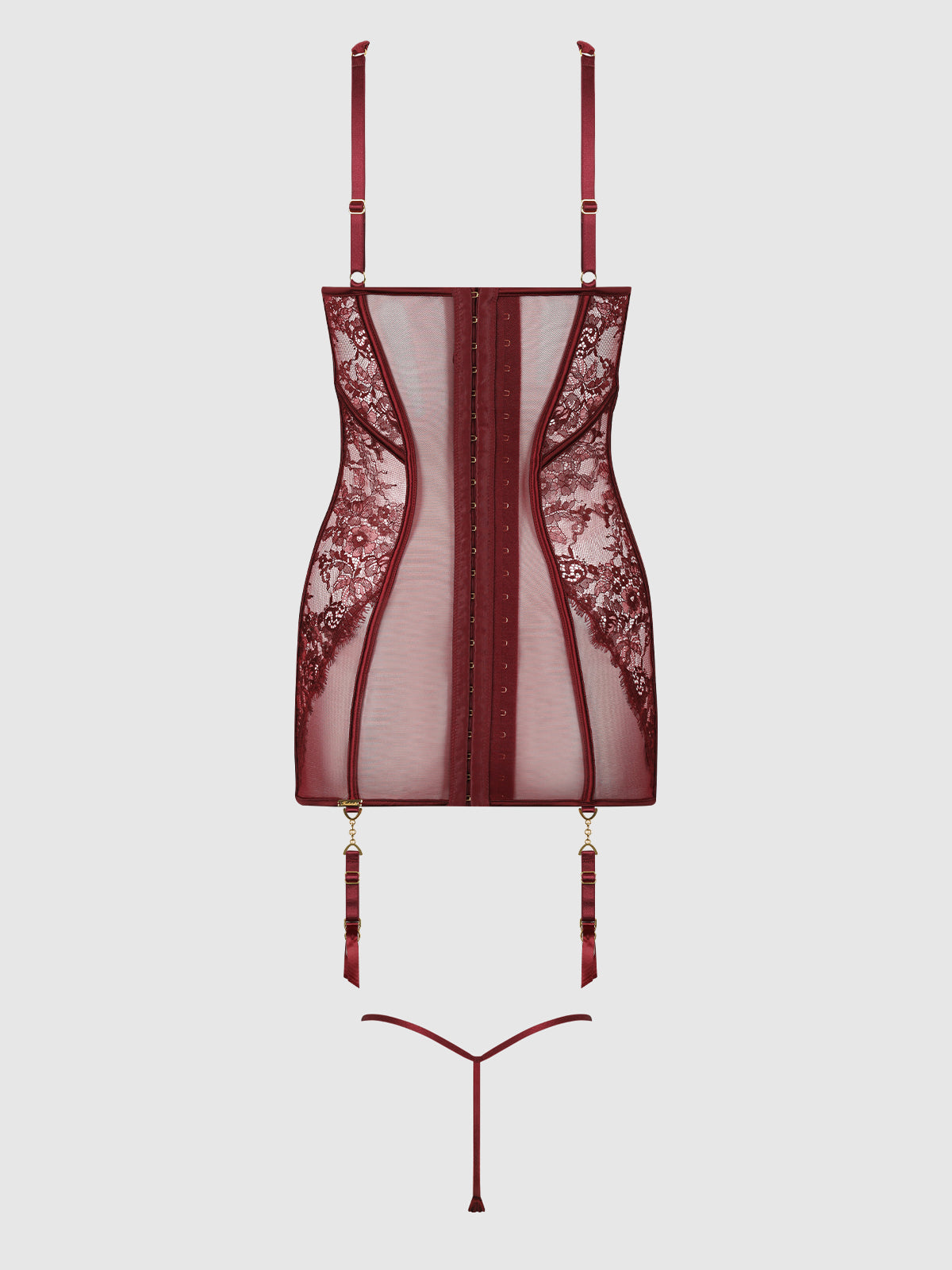 LILIANA LACE & MESH CHEMISE SET